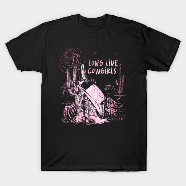 Long Live Cowgirls Cowboys Hat & Boots Outlaw Music T-Shirt by Chocolate Candies